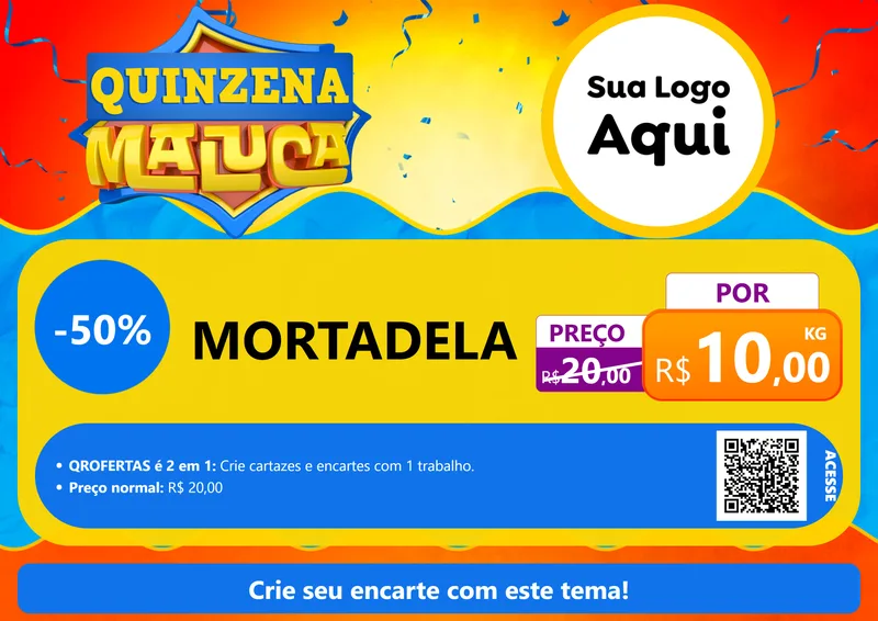 Modelo de Cartaz para Cartaz A4 Horizontal com o tema Quinzena Maluca para Frios e Laticínios