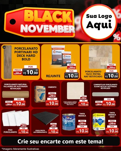 Modelo de Rede Social para Feed Instagram com o tema Black November para Pisos e revestimentos