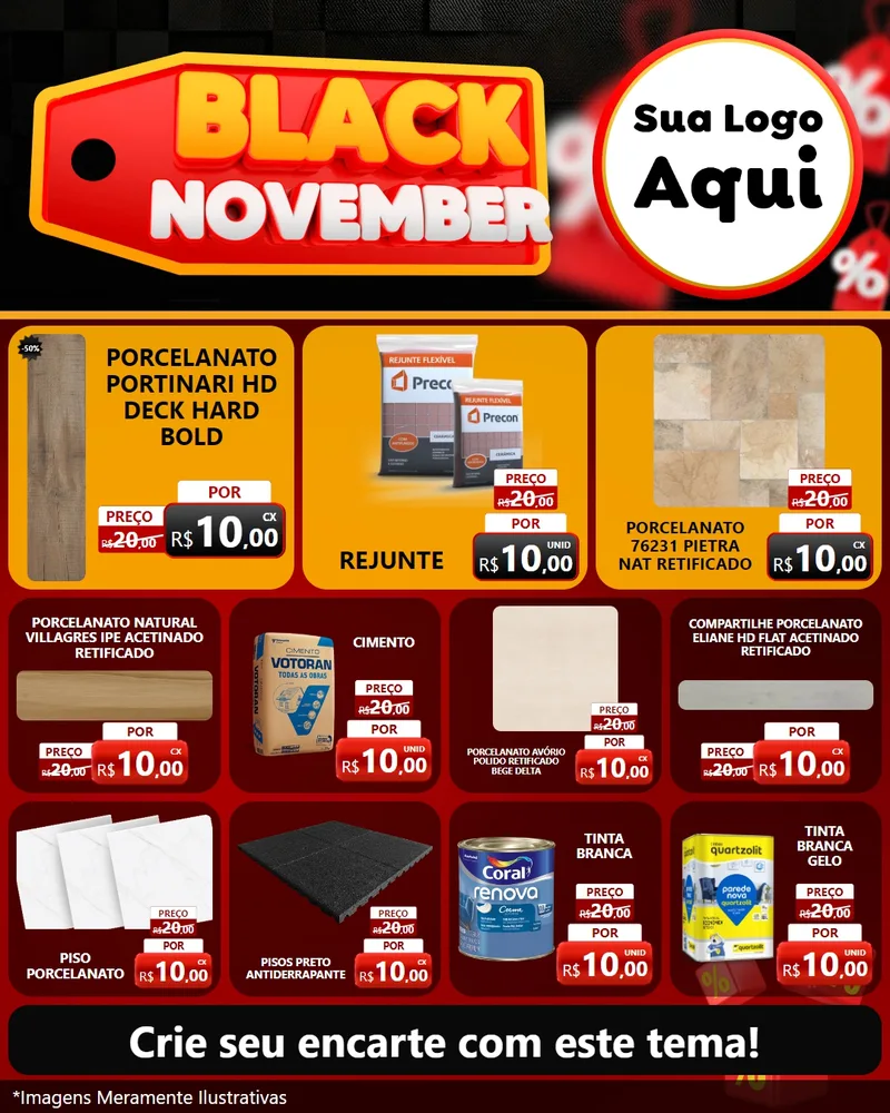 Modelo de Rede Social para Feed Instagram com o tema Black November para Pisos e revestimentos