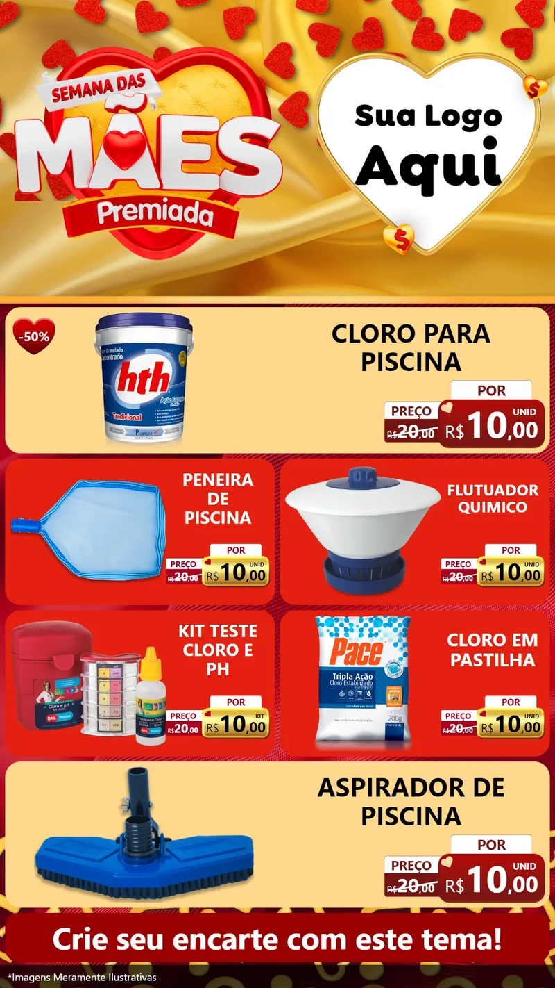Modelo de TV para TV Vertical com o tema Semana das Mães Premiada para Produtos para Piscina