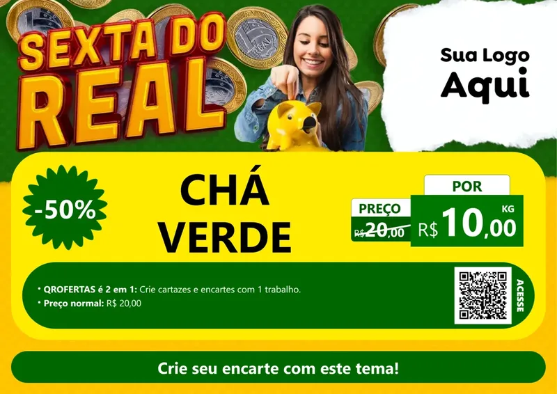 Modelo de Cartaz para Cartaz A4 Horizontal com o tema Sexta do Real para Produtos Naturais