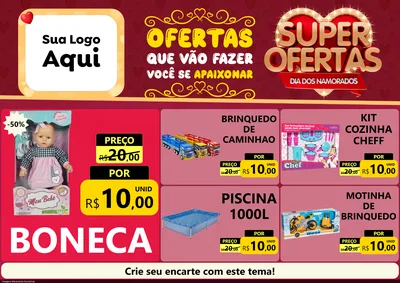 Modelo de Encarte para Encarte A4 Horizontal com o tema Dia dos Namorados para Brinquedos