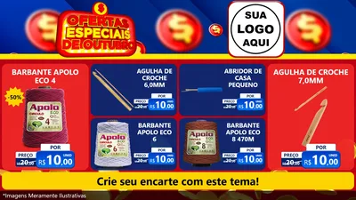 Modelo de TV para TV Horizontal com o tema Ofertas Especiais de Outubro para Armarinho e Aviamentos