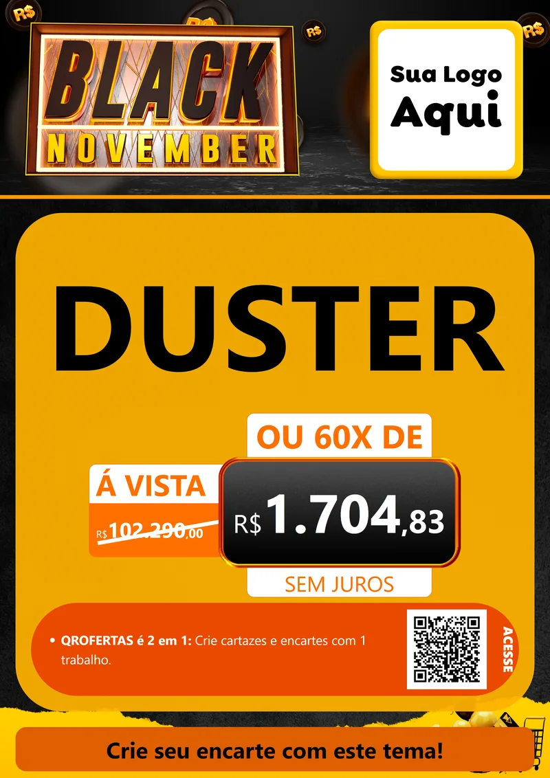Modelo de Cartaz para Cartaz A4 Vertical com o tema Black November para Concessionaria de Carros