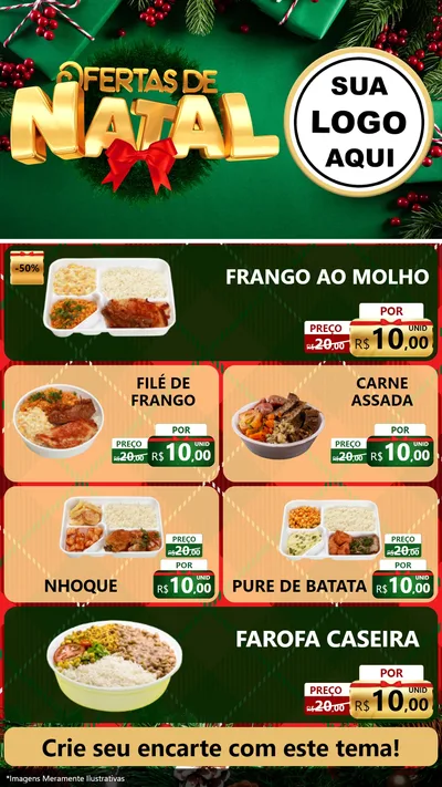 Modelo de TV para TV Vertical com o tema Ofertas de Natal para Restaurante