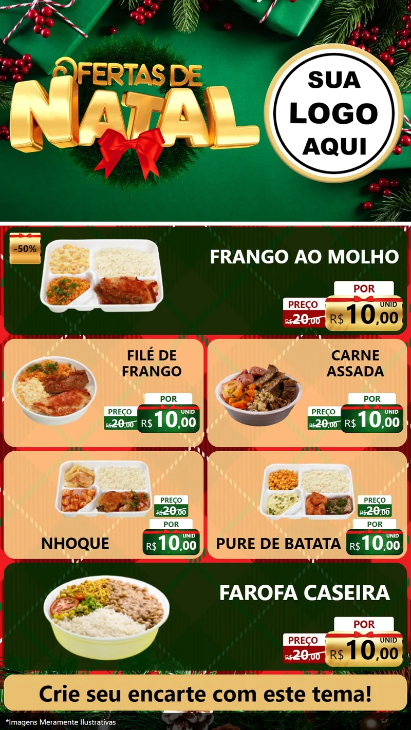 Modelo de TV para TV Vertical com o tema Ofertas de Natal para Restaurante