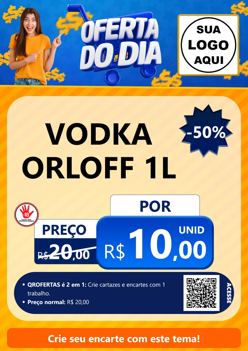 Modelo de Cartaz para Cartaz A4 Vertical com o tema Oferta do Dia para Distribuidora de bebidas
