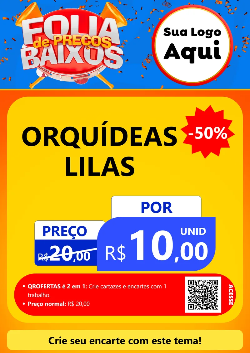 Modelo de Cartaz para Cartaz A4 Vertical com o tema Folia de Preços Baixos para Floricultura e jardim