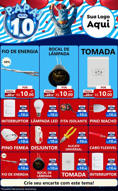 Modelo de Encarte para Encarte Grande com o tema Papai Nota 10 para Materiais Elétricos