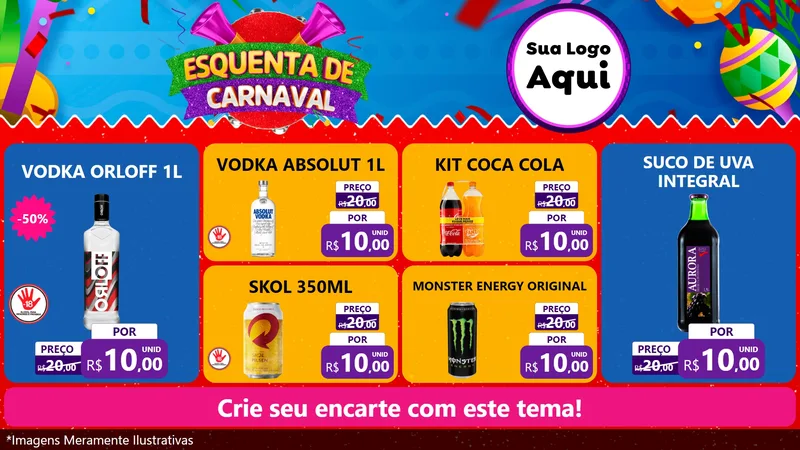 Modelo de TV para TV Horizontal com o tema Esquenta de Carnaval para Distribuidora de bebidas