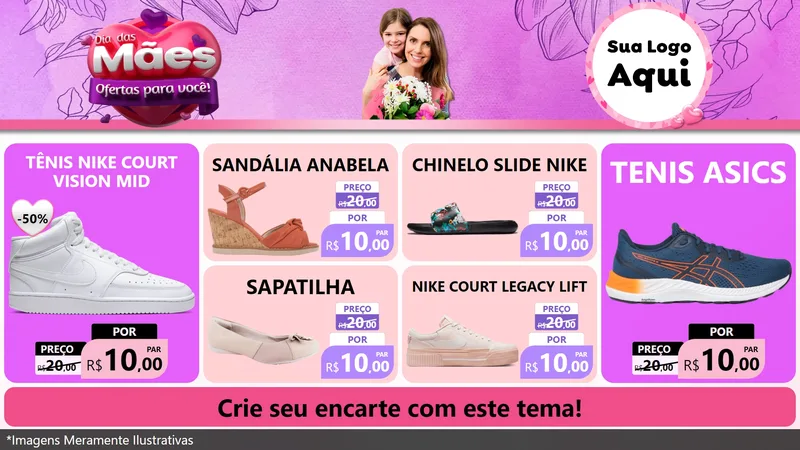 Modelo de TV para TV Horizontal com o tema Dia das Mães Ofertas para Você! para Calçados