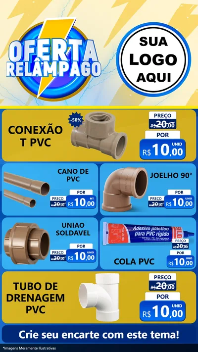 Modelo de TV para TV Vertical com o tema Oferta Relâmpago para Tubos e conexões