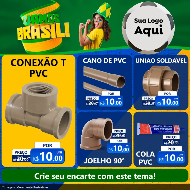 Modelo de Rede Social para Feed Facebook com o tema Vamos Brasil - Copa para Tubos e conexões
