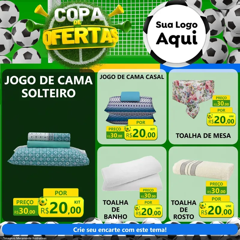 Modelo de Rede Social para Feed Facebook com o tema Copa De Ofertas para Cama, Mesa e Banho
