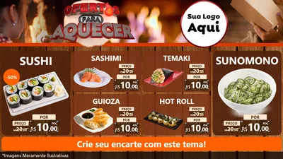 Modelo de TV para TV Horizontal com o tema Ofertas Para Aquecer para Comida japonesa