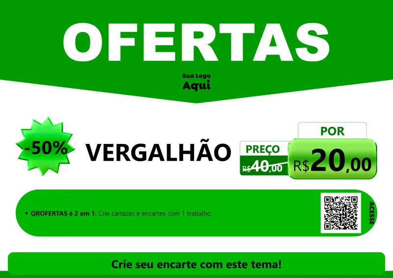 Modelo de Cartaz para Cartaz A4 Horizontal com o tema Ofertas Verde Cartaz para Ferragens