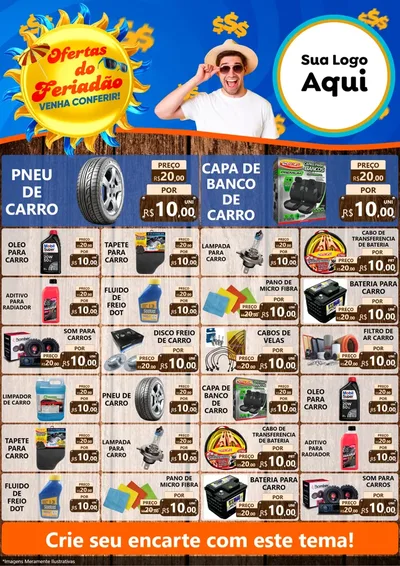 Modelo de Encarte para Encarte A4 Vertical com o tema Ofertas do Feriadão para Auto peças