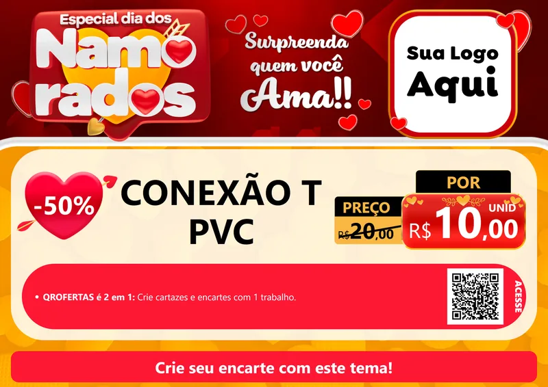 Modelo de Cartaz para Cartaz A4 Horizontal com o tema Especial Dia dos Namorados para Tubos e conexões