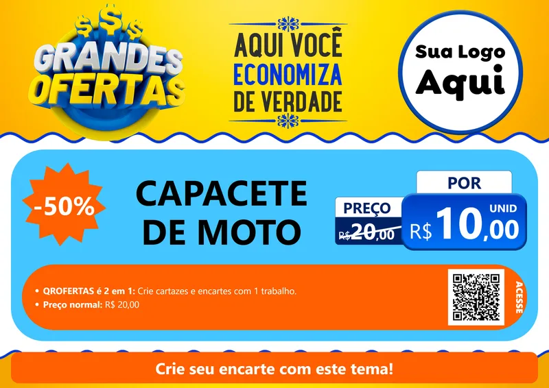 Modelo de Cartaz para Cartaz A4 Horizontal com o tema Grandes Ofertas para Moto peças