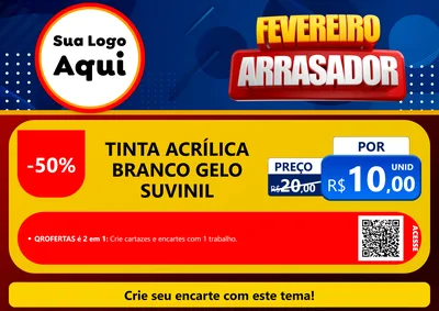 Modelo de Cartaz para Cartaz A4 Horizontal com o tema Fevereiro Arrasador para Tintas e Ferramentas