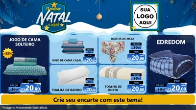 Modelo de TV para TV Horizontal com o tema O Melhor Natal É Aqui! para Cama, Mesa e Banho