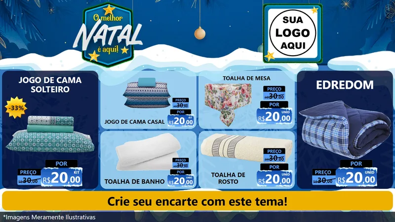 Modelo de TV para TV Horizontal com o tema O Melhor Natal É Aqui! para Cama, Mesa e Banho