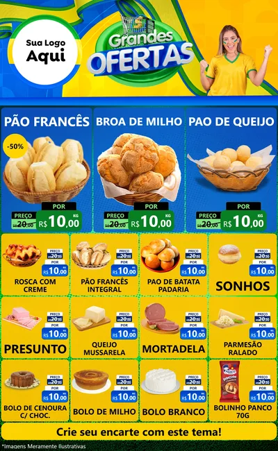 Modelo de Encarte para Encarte Grande com o tema Grandes Ofertas para Padaria