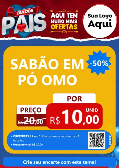 Modelo de Cartaz para Cartaz A4 Vertical com o tema Dia dos Pais para Produtos de Limpeza