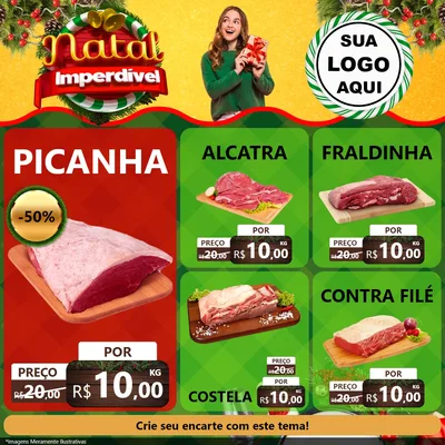 Modelo de Rede Social para Feed Facebook com o tema Natal Imperdível para Açougue