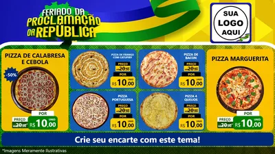 Modelo de TV para TV Horizontal com o tema Feriado da Proclamação da República para Pizzaria