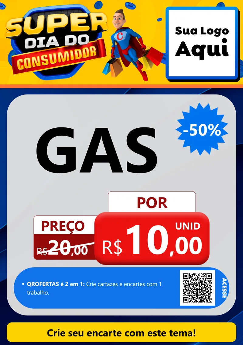 Modelo de Cartaz para Cartaz A4 Vertical com o tema Super Dia do Consumidor para Água e gás