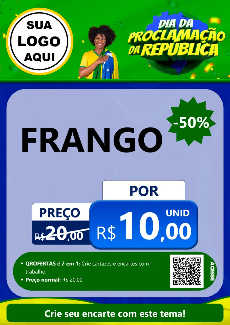 Modelo de Cartaz para Cartaz A4 Vertical com o tema Dia Da Proclamação Da República para Assados