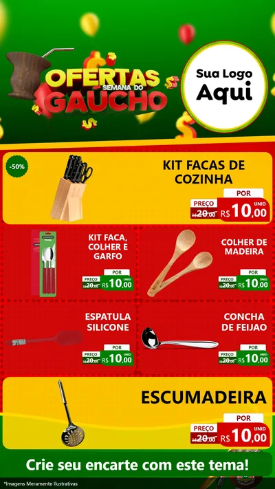 Modelo de TV para TV Vertical com o tema Ofertas Semana Do Gaúcho para Utilidades Domésticas
