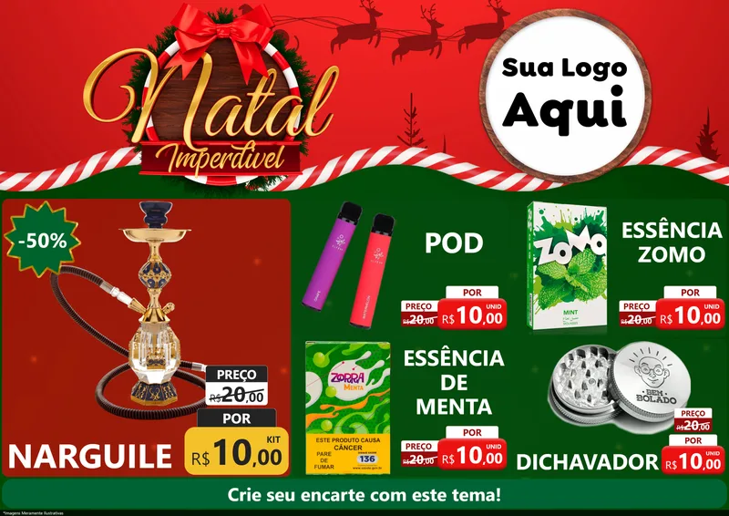 Modelo de Encarte para Encarte A4 Horizontal com o tema Natal Imperdível para Tabacaria