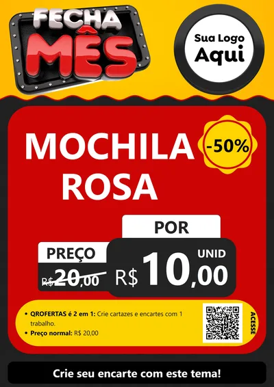 Modelo de Cartaz para Cartaz A4 Vertical com o tema Fecha Mês para Papelaria