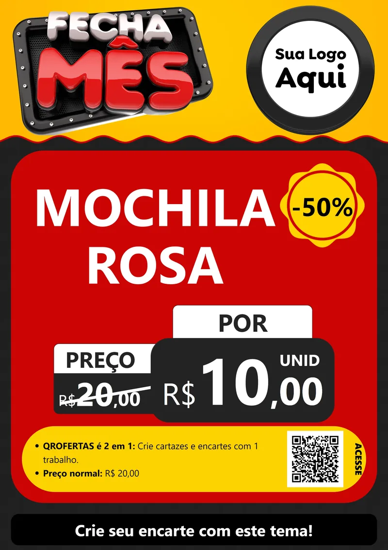 Modelo de Cartaz para Cartaz A4 Vertical com o tema Fecha Mês para Papelaria