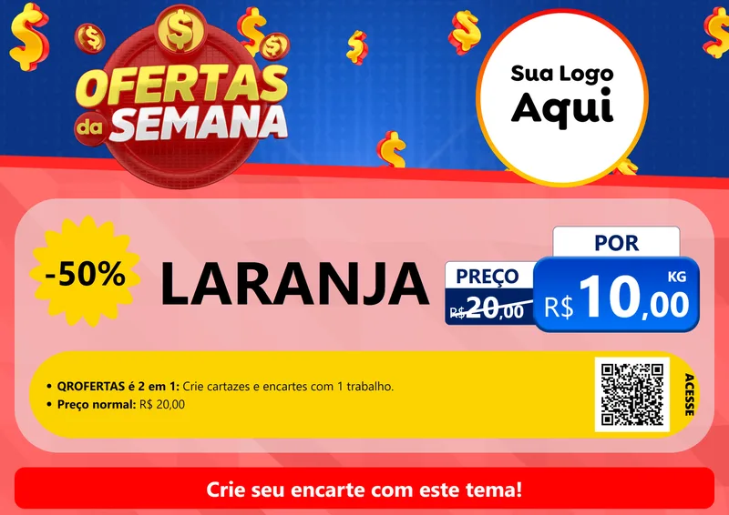 Modelo de Cartaz para Cartaz A4 Horizontal com o tema Ofertas Da Semana para Hortifrúti