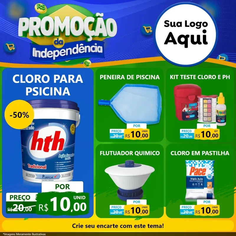 Modelo de Rede Social para Feed Facebook com o tema Promoção da Independência para Produtos para Piscina