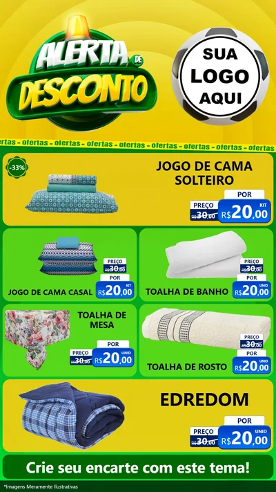 Modelo de TV para TV Vertical com o tema Alerta de Desconto para Cama, Mesa e Banho