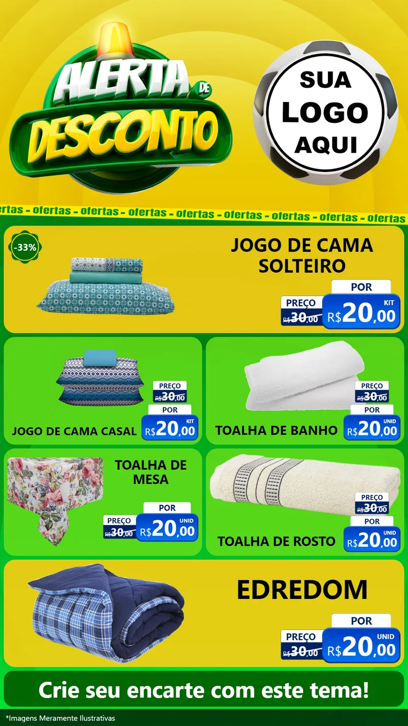 Modelo de TV para TV Vertical com o tema Alerta de Desconto para Cama, Mesa e Banho