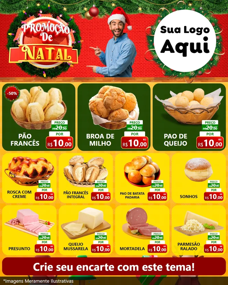 Modelo de Rede Social para Feed Instagram com o tema Promoção de Natal para Padaria