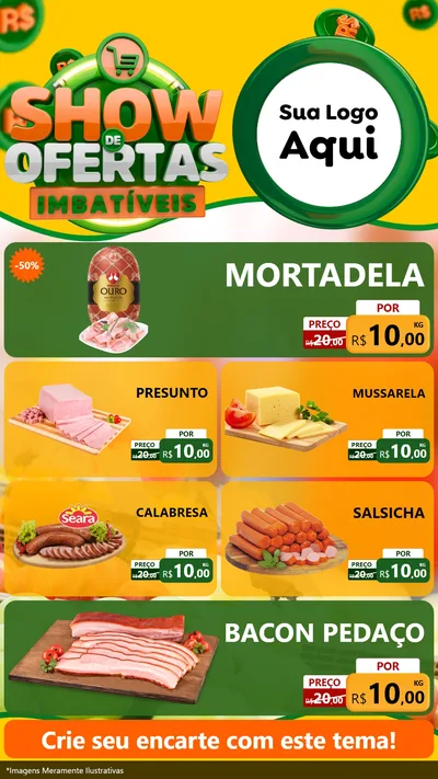 Modelo de TV para TV Vertical com o tema Show de Ofertas Imbatíveis para Frios e Laticínios