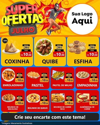 Modelo de Rede Social para Feed Instagram com o tema Super Ofertas Julho para Salgadaria