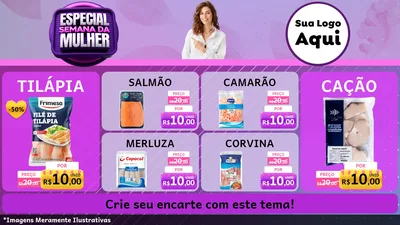 Modelo de TV para TV Horizontal com o tema Especial Semana da Mulher para Peixaria