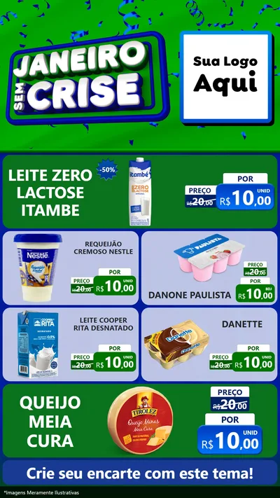 Modelo de TV para TV Vertical com o tema Janeiro Sem Crise para Frios e Laticínios