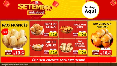 Modelo de TV para TV Horizontal com o tema Setembro Imbatível para Padaria