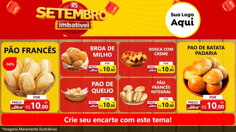 Modelo de TV para TV Horizontal com o tema Setembro Imbatível para Padaria