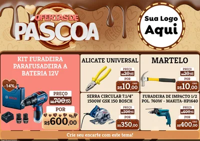 Modelo de Encarte para Encarte A4 Horizontal com o tema Ofertas de Páscoa para Maquinas e Ferramentas