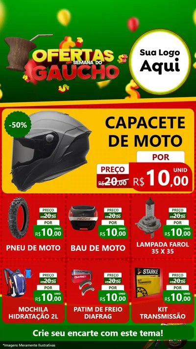 Modelo de Rede Social para Stories com o tema Ofertas Semana Do Gaúcho para Moto peças