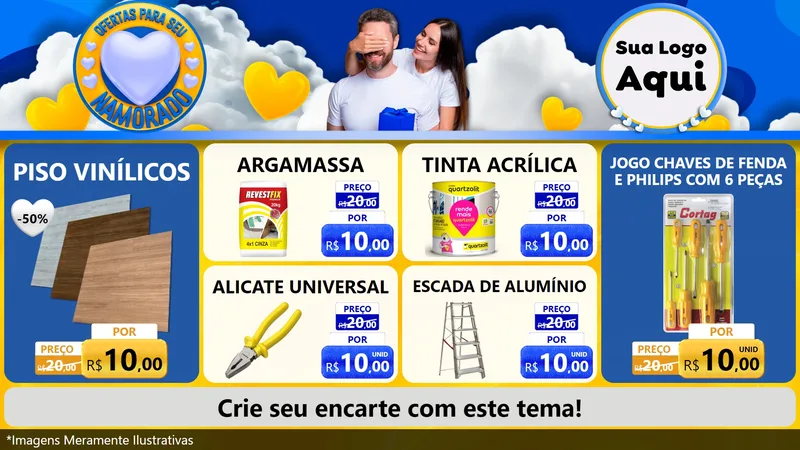 Modelo de TV para TV Horizontal com o tema Ofertas Para Seu Namorado para Material para Construção